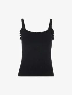 Whistles Frill-trim Ribbed-finish Cotton-blend Vest