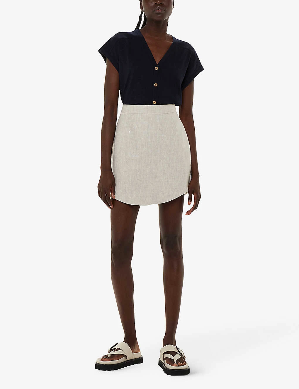 Whistles Aubrie Button-through V-neck Cotton Top 2 Whistles Aubrie Button-through V-neck Cotton Top - Image 2