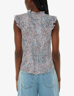 Whistles Graphic-print Ruffle-trim Woven Blouse -The Fashion Shop R04200088 MULTICOLOURED ALT03