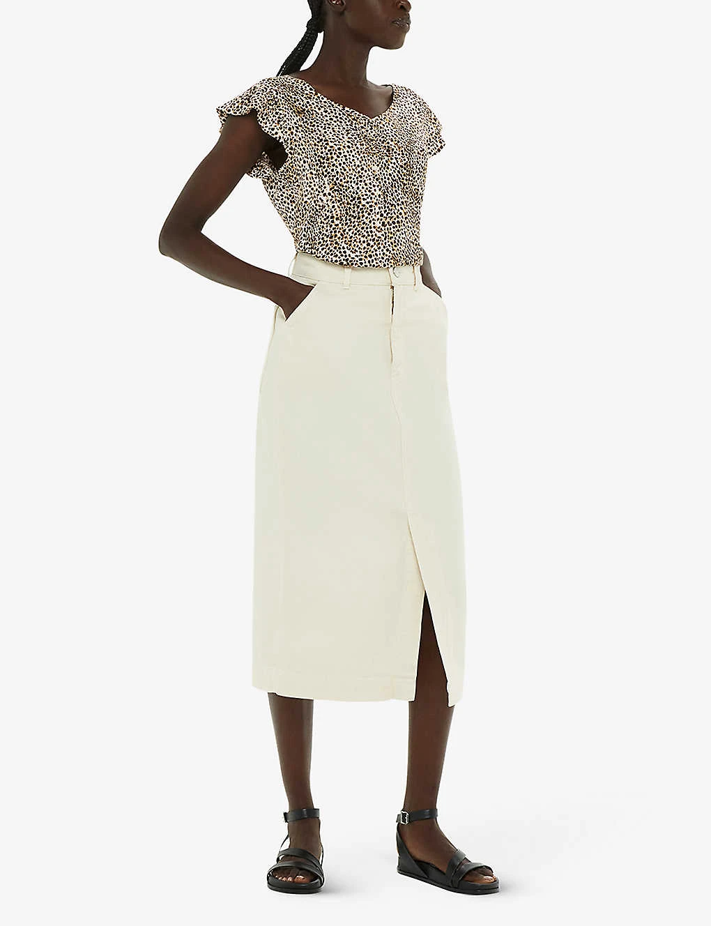 Whistles Leopard-print Frill-sleeve Stretch-woven Top 2 Whistles Leopard-print Frill-sleeve Stretch-woven Top - Image 2