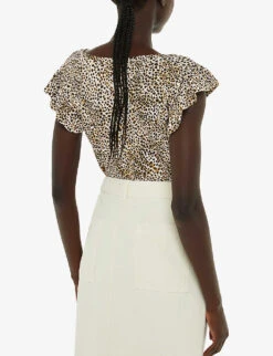 Whistles Leopard-print Frill-sleeve Stretch-woven Top 8 Whistles Leopard-print Frill-sleeve Stretch-woven Top -The Fashion Shop R04200089 MULTICOLOURED ALT03