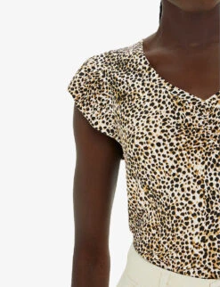 Whistles Leopard-print Frill-sleeve Stretch-woven Top 9 Whistles Leopard-print Frill-sleeve Stretch-woven Top -The Fashion Shop R04200089 MULTICOLOURED ALT04