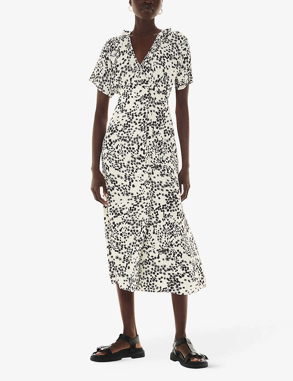 Whistles Dandelion Floral-print Short-sleeve Woven Midi Dress 2 Whistles Dandelion Floral-print Short-sleeve Woven Midi Dress - Image 2