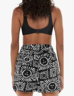 Whistles Sunman Graphic-print Elasticated-band Linen Cotton-blend Shorts -The Fashion Shop R04200353 MONOCHROME ALT03