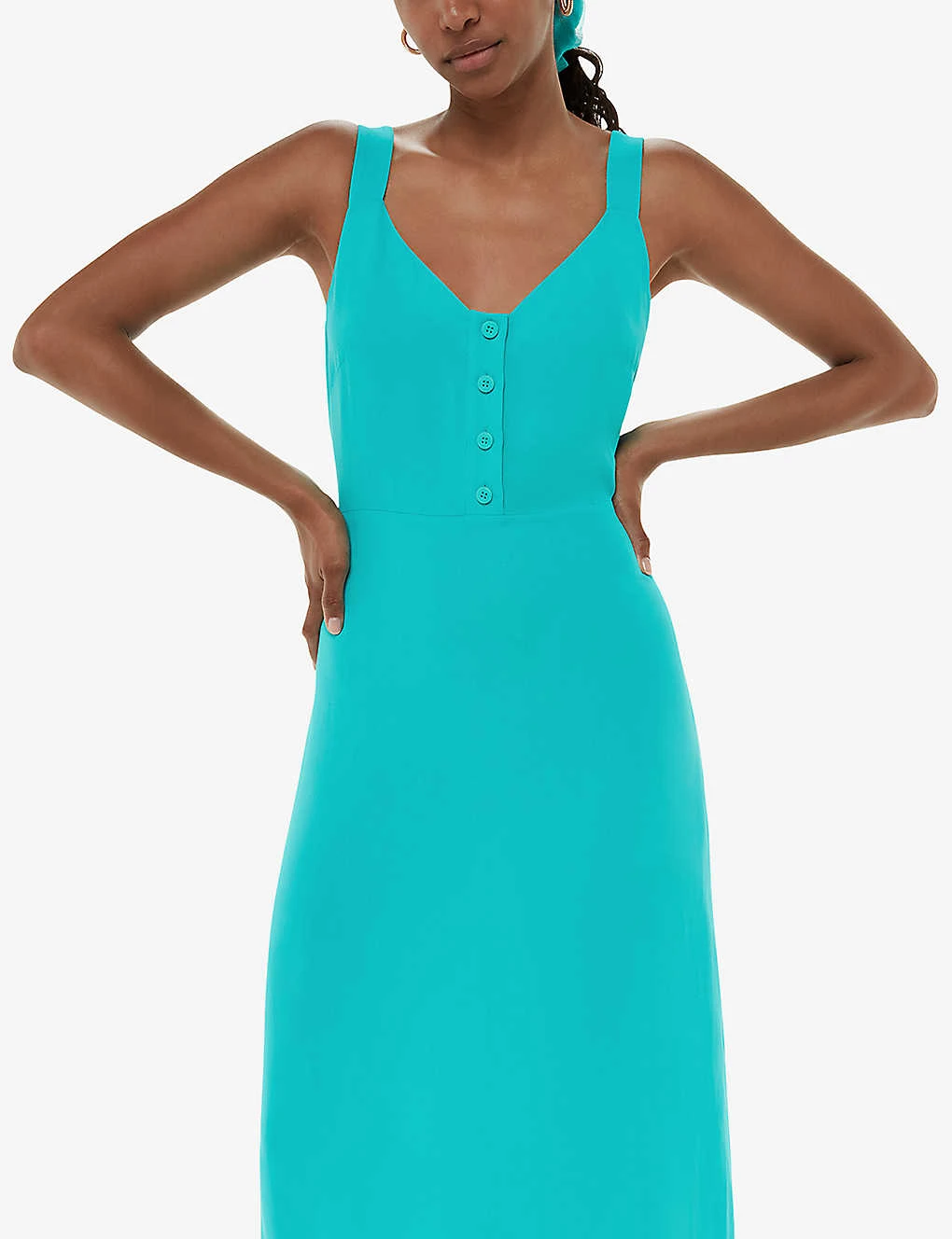 Whistles Andie Button-through Shirred-back Woven Midi Dress 3 Whistles Andie Button-through Shirred-back Woven Midi Dress - Image 3
