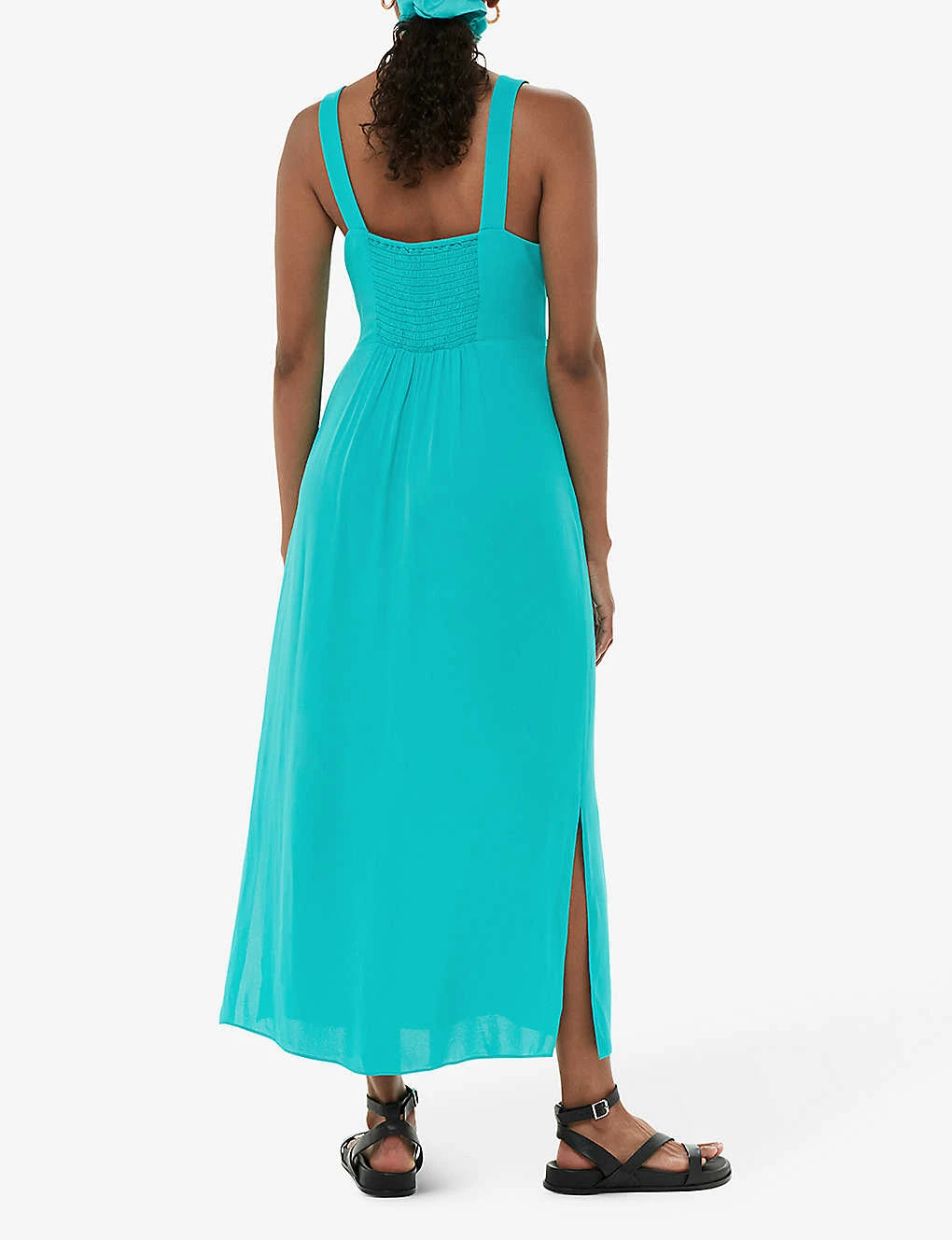 Whistles Andie Button-through Shirred-back Woven Midi Dress 4 Whistles Andie Button-through Shirred-back Woven Midi Dress - Image 4