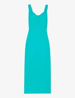 Whistles Andie Button-through Shirred-back Woven Midi Dress