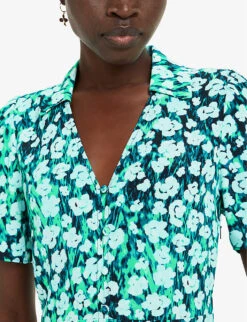 Whistles Rowal Floral-print Short-sleeve Woven Mini Dress -The Fashion Shop R04200361 MULTICOLOURED ALT04