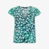 Whistles Floral-print Ruffle-sleeve Woven Top