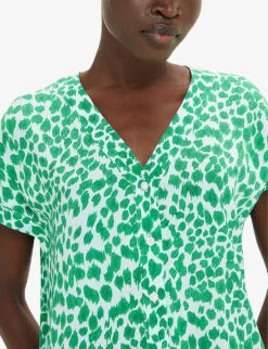 Whistles Smooth Leopard-print Short-sleeve Woven Blouse -The Fashion Shop R04200997 MULTICOLOURED ALT04