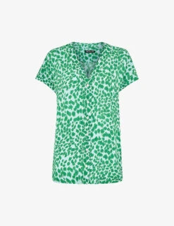 Whistles Smooth Leopard-print Short-sleeve Woven Blouse