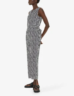 Whistles Josie Optical Rope-pattern Woven Jumpsuit 7 Whistles Josie Optical Rope-pattern Woven Jumpsuit -The Fashion Shop R04204951 BLACK ALT02