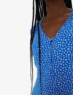 Whistles Micro Cactus-print V-neck Woven Midi Dress 9 Whistles Micro Cactus-print V-neck Woven Midi Dress -The Fashion Shop R04204952 MULTICOLOURED ALT04