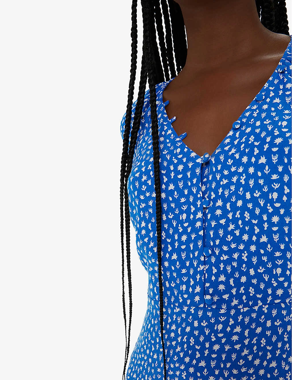 Whistles Micro Cactus-print V-neck Woven Midi Dress 5 Whistles Micro Cactus-print V-neck Woven Midi Dress - Image 5