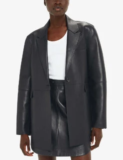 Whistles Katrina Relaxed-fit Leather Blazer 6 Whistles Katrina Relaxed-fit Leather Blazer -The Fashion Shop R04204953 BLACK ALT02