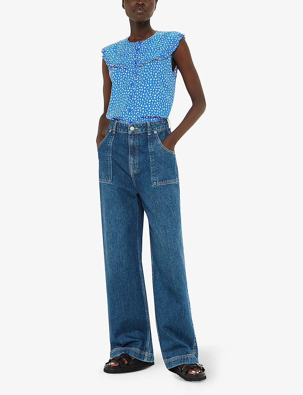 Whistles Micro Cactus-print Sleeveless Woven Top 2 Whistles Micro Cactus-print Sleeveless Woven Top - Image 2