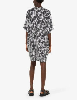 Whistles Melanie Graphic-print Relaxed-fit Woven Mini Dress 8 Whistles Melanie Graphic-print Relaxed-fit Woven Mini Dress -The Fashion Shop R04208552 BLACK ALT03