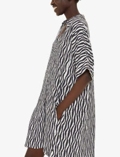 Whistles Melanie Graphic-print Relaxed-fit Woven Mini Dress 9 Whistles Melanie Graphic-print Relaxed-fit Woven Mini Dress -The Fashion Shop R04208552 BLACK ALT04