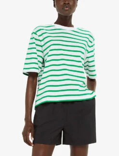 Whistles Stripe-pattern Short-sleeve Cotton T-shirt 7 Whistles Stripe-pattern Short-sleeve Cotton T-shirt -The Fashion Shop R04208553 MULTICOLOURED ALT02