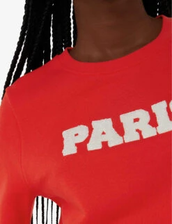 Whistles Paris-logo Relaxed-fit Cotton Sweatshirt -The Fashion Shop R04213104 RED ALT04