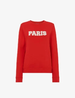 Whistles Paris-logo Relaxed-fit Cotton Sweatshirt