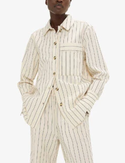 Whistles Kwammie Striped Stretch-cotton Overshirt 7 Whistles Kwammie Striped Stretch-cotton Overshirt -The Fashion Shop R04213105 MULTICOLOURED ALT02