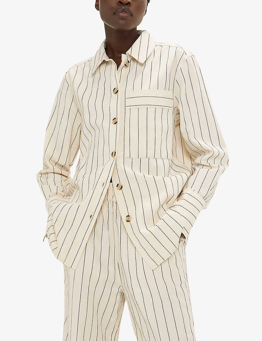 Whistles Kwammie Striped Stretch-cotton Overshirt 3 Whistles Kwammie Striped Stretch-cotton Overshirt - Image 3