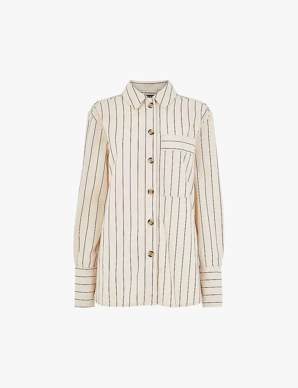 Whistles Kwammie Striped Stretch-cotton Overshirt 1 Whistles Kwammie Striped Stretch-cotton Overshirt